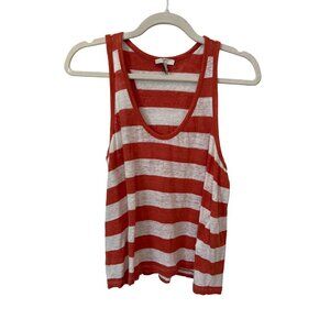 Joie Linen Tank Top Size Small Striped Sleeveless Scoop Neck Red White Summer